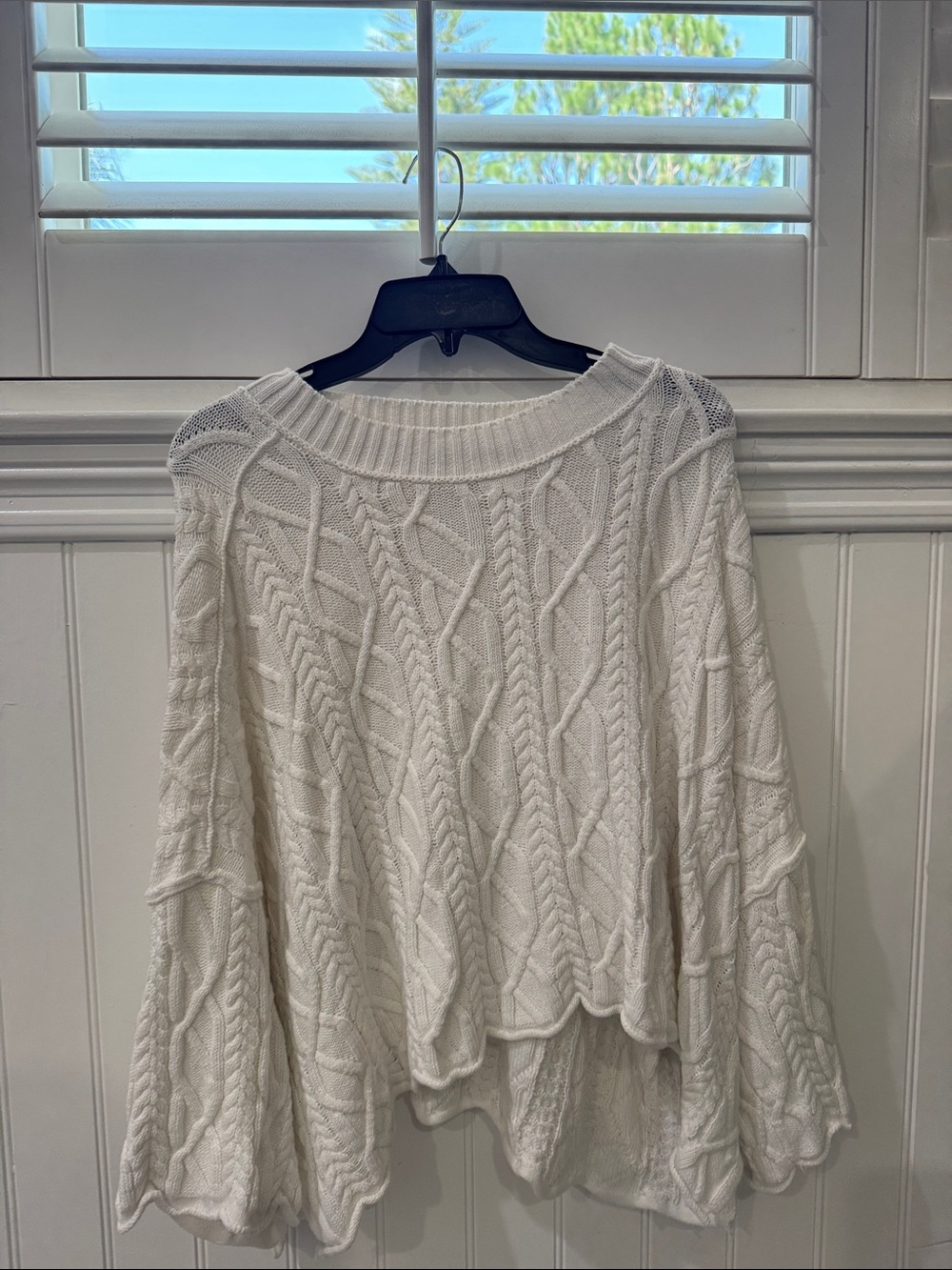 Women's Cream Cable Knit Boatneck Sweater